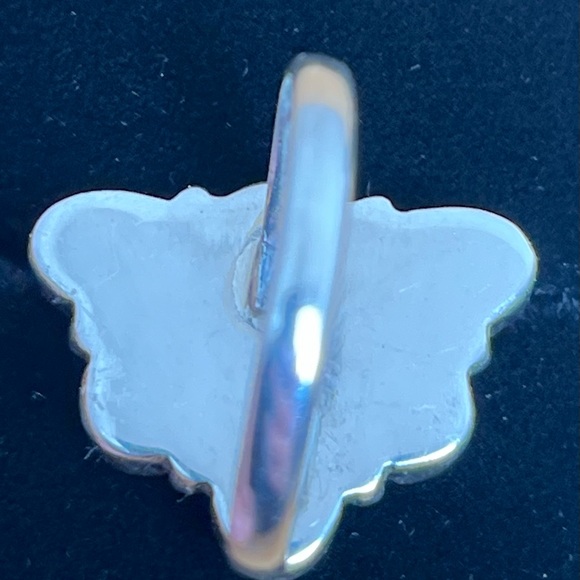 Sterling Silver Half Cluster Fire Opal Adjustable Ring - Picture 4 of 5